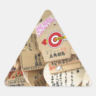 Japanische Schrein-Holz-Dedication Dreieckiger Aufkleber