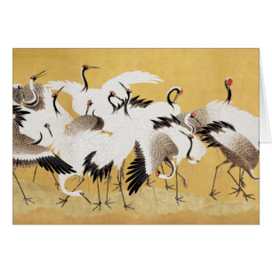 Japanische Schwarmkraniche Vintage-Vogel Reich Kla