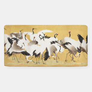 Japanische Schwarmkraniche Vintage-Vogel Reich Kla Banner