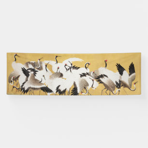 Japanische Schwarmkraniche Vintage-Vogel Reich Kla Banner