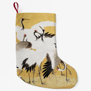 Japanische Schwarmkraniche Vintage-Vogel Reich Kla Kleiner Weihnachtsstrumpf