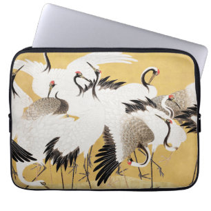 Japanische Schwarmkraniche Vintage Vogel Reich Kla Laptopschutzhülle