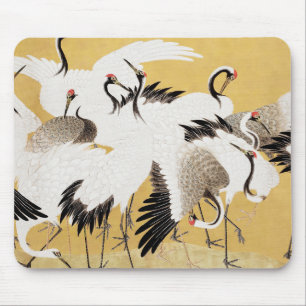 Japanische Schwarmkraniche Vintage-Vogel Reich Kla Mousepad