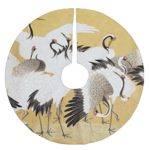 Japanische Schwarmkraniche Vintage-Vogel Reich Kla Polyester Weihnachtsbaumdecke