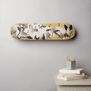 Japanische Schwarmkraniche Vintage-Vogel Reich Kla Skateboard