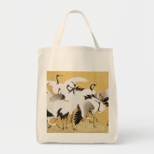 Japanische Schwarmkraniche Vintage-Vogel Reich Kla Tragetasche