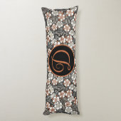 Japanische Schwarz-Rot-Flora-Muster Seitenschläferkissen (Rückseite (Vertikal))