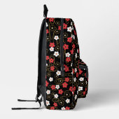 Japanische Schwarze Sakura-Blossom-Monogramm-Initi Bedruckter Rucksack (Links)