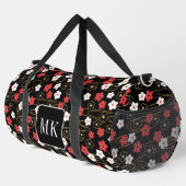 Japanische Schwarze Sakura-Blossom-Monogramm-Initi Duffle Bag (Rechte Ecke)