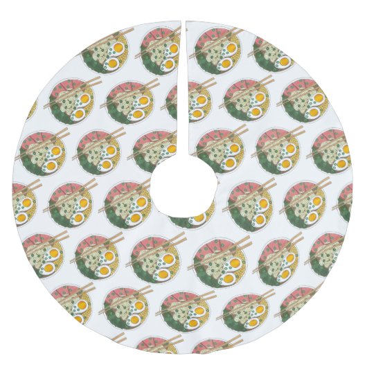 Japanische Schweinefleisch Ramen Noodle Soup Feins Polyester Weihnachtsbaumdecke (Vorderseite)