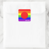 Japanische Schwule mit stolzer Regenbogenflagge ho Quadratischer Aufkleber (Tasche)