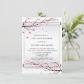 Japanische Scroll Cherry Blossom Tree Couples Dusc Einladung (Stehend Vorderseite)