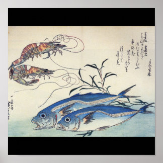 Japanische Sea Life Malerei um das 18. Jahrhundert Poster