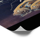 Japanische Sea Life Malerei um das 18. Jahrhundert Poster (Ecke)