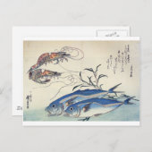 Japanische Sea Life Malerei um die 1800er Jahre Postkarte (Vorne/Hinten)
