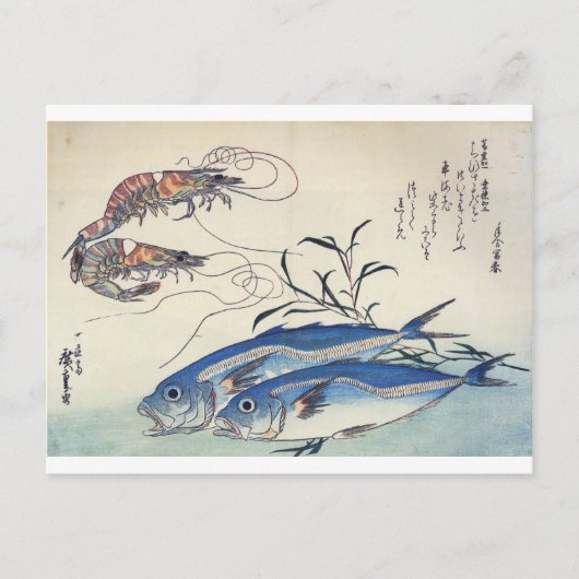 Japanische Sea Life Malerei um die 1800er Jahre Postkarte (Vorderseite)