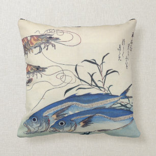 Japanische Seeleben-Malerei circa 1800's Kissen