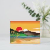 Japanische Sehenswürdigkeit Mount Fuji mit Orange  Postkarte (Stehend Vorderseite)