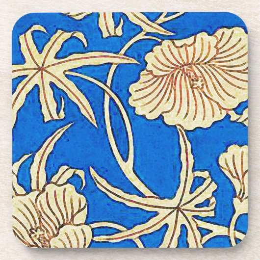 Japanische Seidenstoffe - blau und beige Untersetzer (Vorderseite)