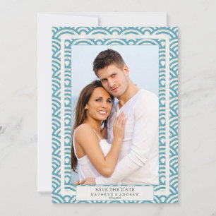 Japanische Seigaiha Hochzeit Save The Date Flaches Einladung