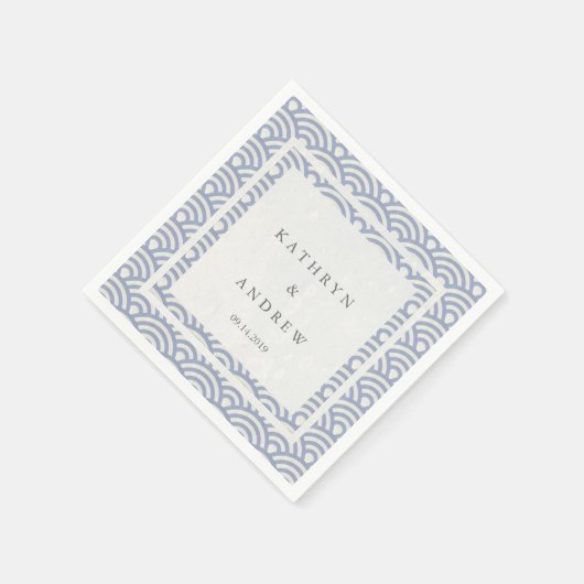 Japanische Seigaiha Waves Elegant Soft Lila Serviette (Ecke)