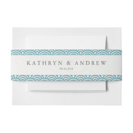 Japanische Seigaiha Waves Modernes Sea Blue Green Einladungsbanderole