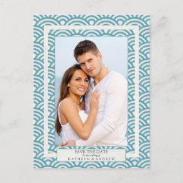 Japanische Seigaiha Waves Save the Date Fotografie Ankündigungspostkarte