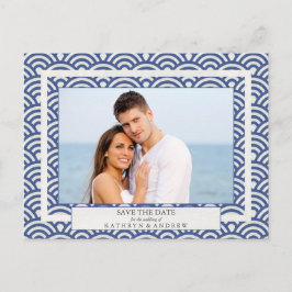 Japanische Seigaiha Waves Save the Date Fotografie Ankündigungspostkarte