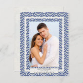 Japanische Seigaiha Waves Save the Date Fotografie Ankündigungspostkarte (Vorne/Hinten)