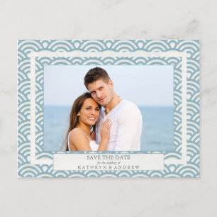 Japanische Seigaiha Waves Save the Date Fotografie Ankündigungspostkarte