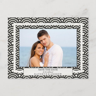 Japanische Seigaiha Waves Save the Date Fotografie Ankündigungspostkarte