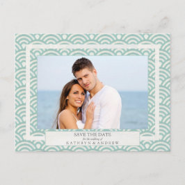 Japanische Seigaiha Waves Save the Date Fotografie Ankündigungspostkarte