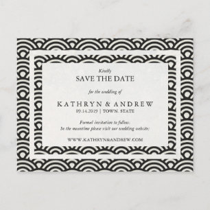 Japanische Seigaiha Waves Save the Date kein Foto Ankündigungspostkarte