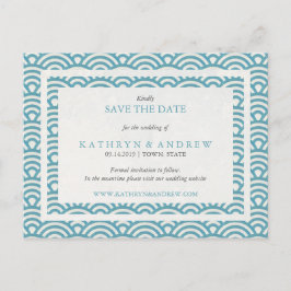 Japanische Seigaiha Waves Save the Date kein Foto Ankündigungspostkarte