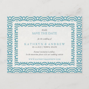 Japanische Seigaiha Waves Save the Date kein Foto Ankündigungspostkarte