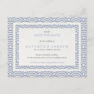 Japanische Seigaiha Waves Save the Date kein Foto Ankündigungspostkarte