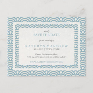 Japanische Seigaiha Waves Save the Date kein Foto Ankündigungspostkarte