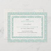 Japanische Seigaiha Waves Save the Date kein Foto Ankündigungspostkarte (Vorne/Hinten)