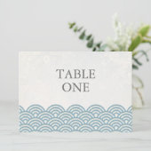 Japanische Seigha Stilisierte Waves Große Tischnum Einladung (Stehend Vorderseite)