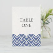 Japanische Seigha Stilisierte Waves Große Tischnum Einladung (Stehend Vorderseite)