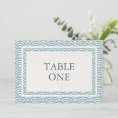 Japanische Seigha Stilisierte Waves Große Tischnum Einladung (Stehend Vorderseite)