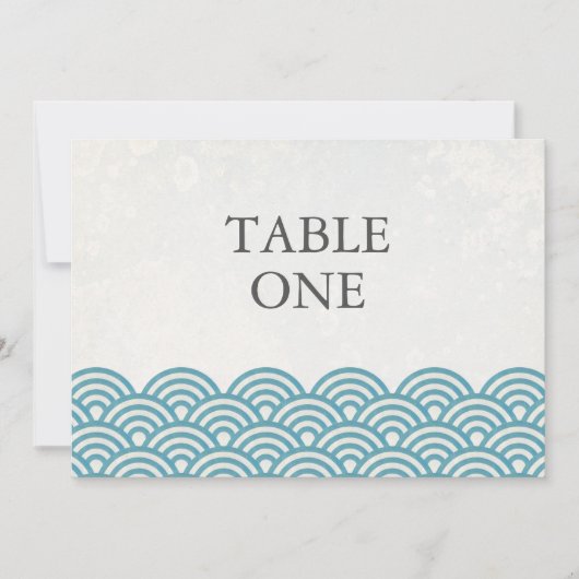 Japanische Seigha Stilisierte Waves Große Tischnum Einladung (Vorderseite)