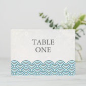 Japanische Seigha Stilisierte Waves Große Tischnum Einladung (Stehend Vorderseite)