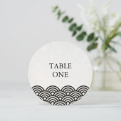 Japanische Seigha Stylisierte Waves Round-Tischnum Einladung (Stehend Vorderseite)