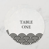 Japanische Seigha Stylisierte Waves Round-Tischnum Einladung (Vorne/Hinten)