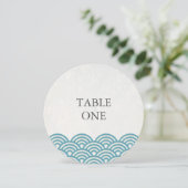 Japanische Seigha Stylisierte Waves Round-Tischnum Einladung (Stehend Vorderseite)