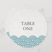 Japanische Seigha Stylisierte Waves Round-Tischnum Einladung (Vorne/Hinten)