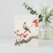 Japanische Seuchenvogel auf Ahorn von Ohara Koson Postkarte (Stehend Vorderseite)