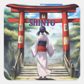 Japanische Shinto-Religion Quadratischer Aufkleber (Vorderseite)