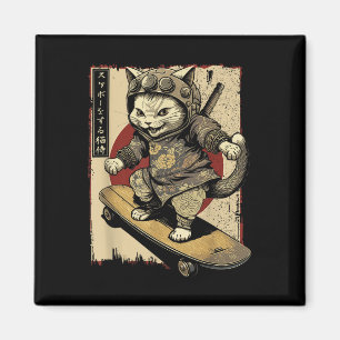 Japanische Skateboard Samurai Cat Tattoo Kawaii Ni Magnet